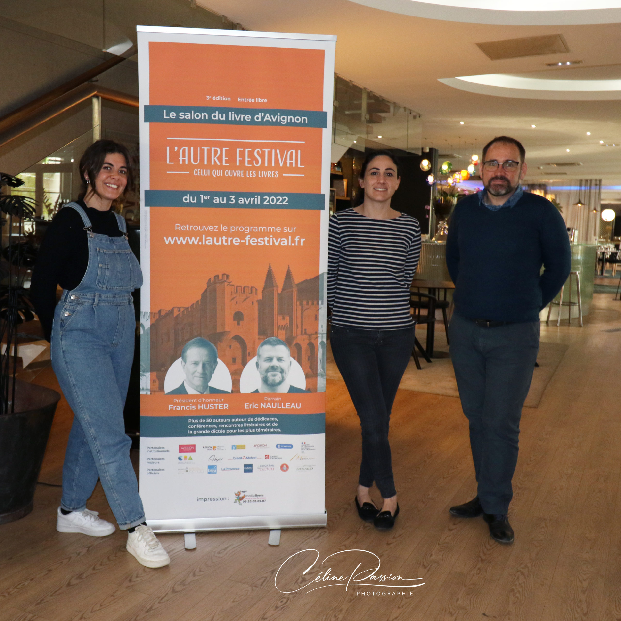 Romane Jarlan (Chargée de communication), Catherine Panattoni (Présidente de l'association) et Nicolas Meffre (vice-président, co-organisateur)